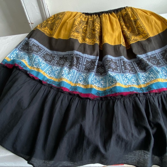 India Boho Bohemian Print Cinched Top Tiered Dress - Picture 8 of 8